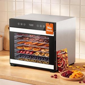 Manastin Food Dehydrator 8 Stainless Steel Trays Dehydrator Machine, Silver