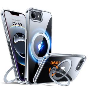 TORRAS 360° Spin for iPhone 16e Case 2025 with Stand, Fit for MagSafe, 4X Military-Grade Protective, Rotatable Kickstand Phone Case for iPhone 16e Case, Ring Holder Slim Cover, Crystal Clear 6.1''