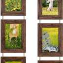4x6 Collage Picture Frames Set of 2, Rustic Wooden Real Glass Vertical Hanging 3 Opening 4 by 6 Photo Frame, Distressed Brown