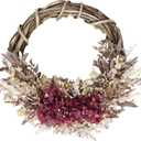 20" Preserved Flowers & Greenery Wreath YIYSONRK Natural Dried Flower Hydrangea Wreath Summer/Spring Wreaths for Front Door Indoor Home Decorating Wreaths Kitchen Farmhouse Deco