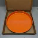 SforGUVA Round Orange Decorative Serving Tray with Handles, 13” Versatile Ottoman Tray for Coffee Table, Entertaining, Outdoor Patio, Living Room