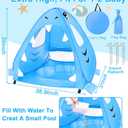 [ Extra High ] Shark Baby Beach Tent with Pool, Pop Up Kiddie Pool Tents Baby Beach Essentials UPF 50+ UV Protection 4 Sand Pockets 3 Mesh Windows Sun Beach Shade Tent for Toddler Aged 3-60 Months
