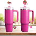 Stanley Cup Accessories Set,4 Pcs 0.4in Straw Cover,4 Pcs Handle Charms,2 Silicone Spill-Proof Stopper Set of 3 for Stanley Cup 2.0 40oz/30oz Tumbler