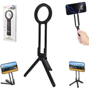 Ma38 Magnetic Phone Tripod for iPhone, Foldable Portable Phone Holder, Strong Magnet Quick Mount, Aluminium Alloy Stand for iPhone17/16/15/14/13/12(1pcs Black)