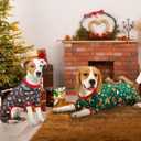 4-Pack Christmas Dog Pajamas Xmas Pet Clothes Warm Fleece Puppy Cat Jammies Christmas Dog Onesie Outfit Pet Four Leg Shirt Jumpsuit Costume for Small Dogs XS