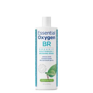 Essential Oxygen Certified BR Organic Brushing Rinse, All Natural Mouthwash for Whiter Teeth, Fresher Breath, and Happier Gums, Alcohol-Free Oral Care, Peppermint, 16 Ounce