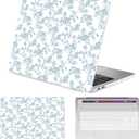 Seorsok Compatible with MacBook Pro 13 inch Case M2 2023,2022,2021-2016 A2338 M1 A2251 A2289 A2159 A1989 A1708 A1706,Elegant Sage Blue Flower Plastic Hard Shell Case & Keyboard Cover,Blooming Floral