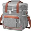 Beaulyn Lunch Box for Men - Expandable Double Deck Lunch Bag, Insulated & Leakproof Cooler Bag with Adjustable Shoulder Strap - Lunch Cooler Bag for Office Picnic Hiking Beach(Gray)