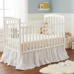 Hahafelt White Crib Skirt Dust Ruffle 28" x 52" with 16" Drop100% Washed Cotton Baby Bed Crib Skirt for Boys & Girls' Cribs, Durable & Fade - Resistant Nursery Bedding, Fits Standard Cribs (Boho)
