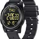 Beeasy Digital Watch Waterproof with Stopwatch Alarm Countdown Dual Time, Ultra-Thin Super Wide-Angle Display Digital Wrist Watches for Men Women (Black Dial)