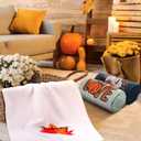 3 Pcs Fall Thanksgiving Hand Towels Embroidered Pumpkin Maple Leaf Bathroom Towels for Fall Bathroom Kitchen Decor Thanksgiving Gift, 29.5 x 13.8 Inch(Dark Blue, Light Blue, White)