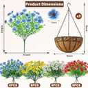 2 Set Artfiticial Hanging Flowers Baskets for Outdoors,Red Blue, 2 Pcs