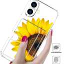 Compatible with iPhone 17 Case Card Holder for Women Cute Design,Wallet Phone Cases Transparent Cool Kawaii Protective (Clear Sunflower Sun Flower)
