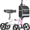 BlessReach Economy Knee Scooter Steerable Knee Walker for Foot Injuries Compact Crutch Alternative with Dual Braking System (Pink)