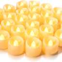 Homemory 24-Pack Flameless LED Tea Lights Candles Battery Operated, 200+Hour Fake Electric Candles TeaLights for Votive, Aniversary, Wedding Centerpiece Table Decor, Funeral, Halloween, Christmas (Warm White Glow, Wax-Color Base)