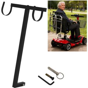 tonchean Universal Walker Holder for Mobility Scooter, Heavy Duty Mobility Scooter Accessories for Pride & Golden, Lightweight Large Load-Bearing Walkers Carrier, Easy Install Black