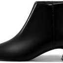Coutgo Womens Kitten Low Heel Booties Pointed Toe Short Ankle Boots Back Zipper Fall Shoes, 7