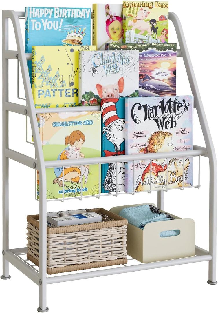 aboxoo Kids Bookshelf Toddler Freestanding for Children Room 18 inches Small Toddler Bookcase Toy Organizer White Stable Bookcase Bookstore Library Book Unit Storage for Small Place
