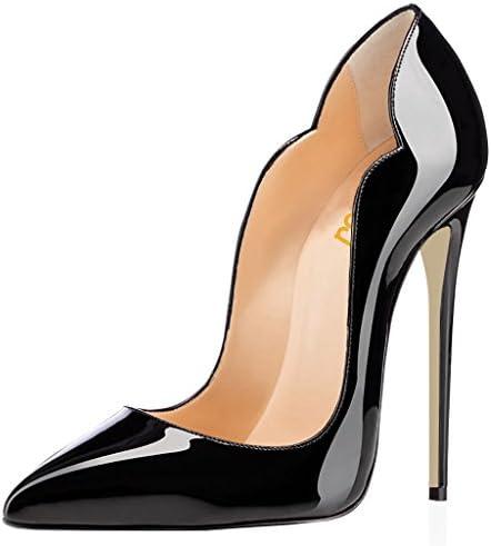 FSJ Women Classic Pointed Toe High Heels Sexy Stiletto Pumps Office Lady Casual Dress Party Prom Shoes, Size 9.5 US, Black