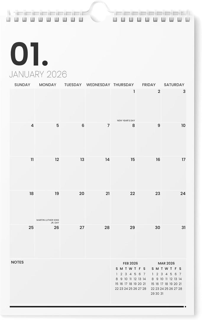 Karto Wall Calendar 2026 - Vertical 11x17 inch January 2026 to June 2027 - Boost Your Productivity and Easy Planning with the Aesthetic Monthly Calendar - Minimalist (Large)