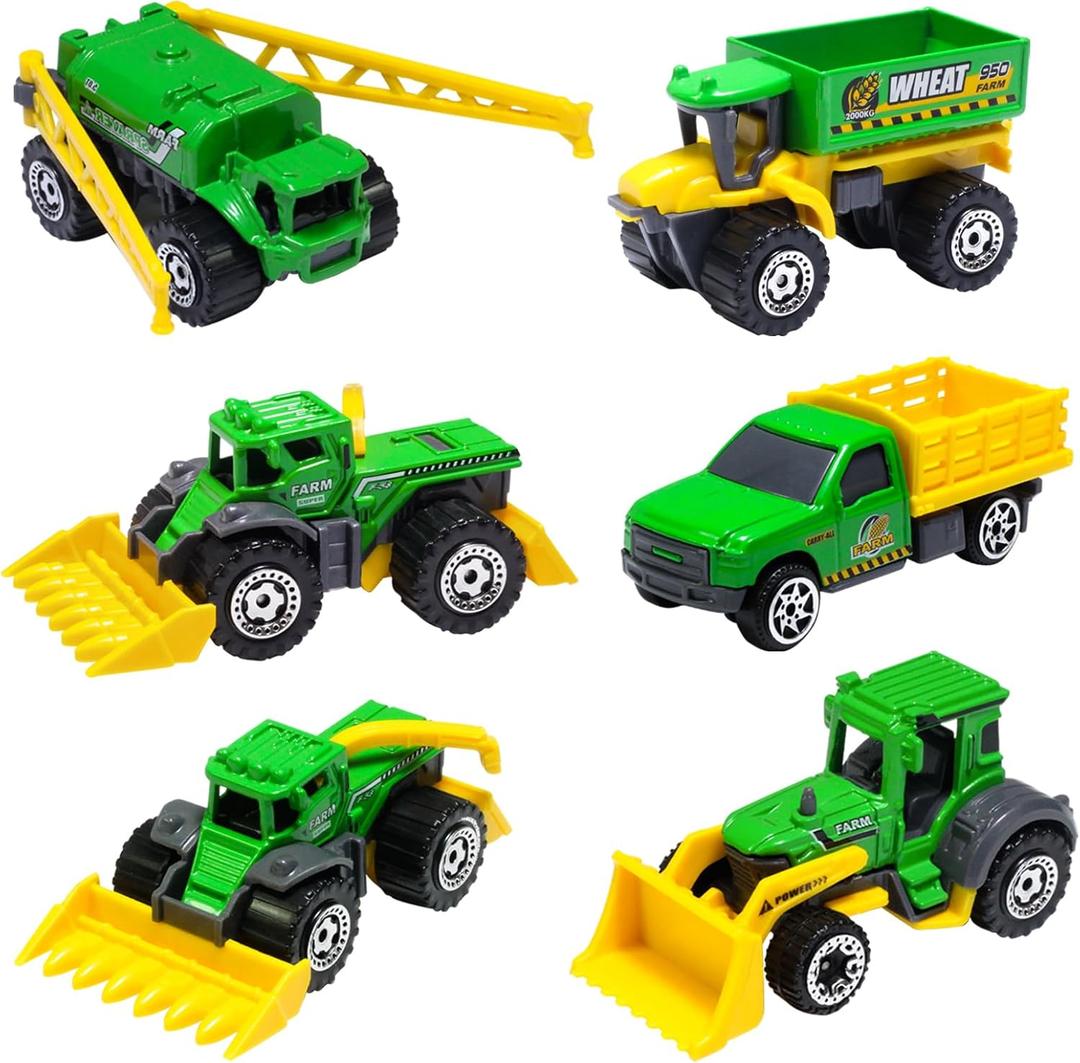Oriate Children Diecasting Farm Car Toy Set 6pcs, Harvester, Transporter, Truck, Sprayer Small Farm Toys, Mini Cars Model Christmas, Birthday, 3 Years Old and Up Boys Girls Gifts