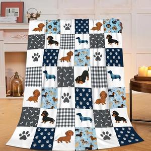 Dachshund Blanket Super Soft Warm Fluffy Fleece Flannel Dog Throw Blanket Cozy Fuzzy Plush Stuff Bedding Blankets Gifts for Women Kids Boys Girls Adults 50"X40"