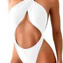 Kaei&Shi Sexy One Piece Swimsuit for Women,Cut Out Criss Cross Bathing Suit,Thong Monokini Swimsuits S