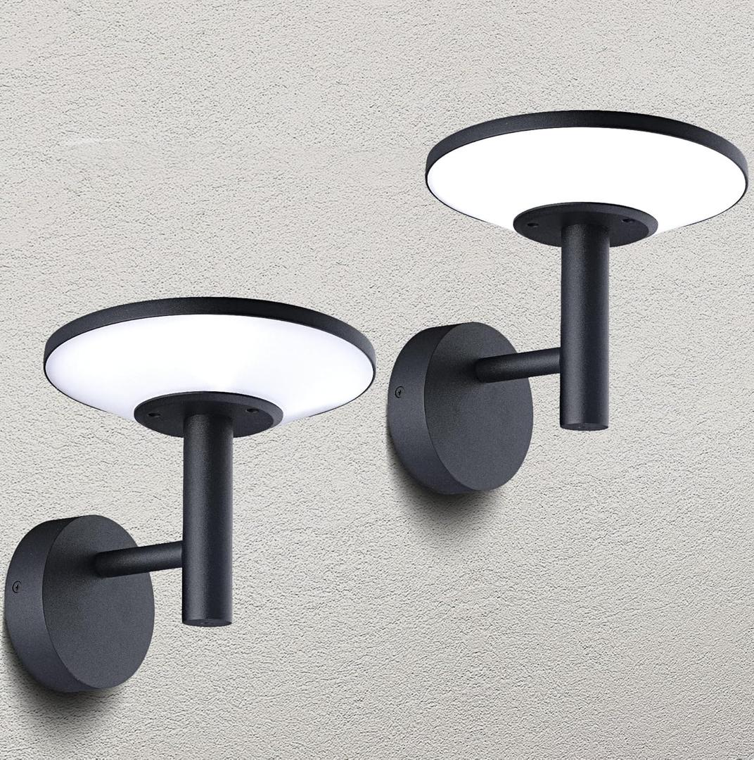 2 Packs Outdoor Wall Lights LED Integrated, Exterior Light Fixture Waterproof IP54, Aluminum Die-cast Outdoor Wall Lantern, Modern Black Outdoor Wall Sconce for Porch, Patio, Corridor