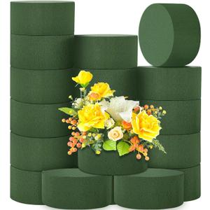 18 Packs Round Floral Foam Blocks Green Wet Dry Flower Foam Bricks 3.15 Inch DIY Flower Arrangement Supplies Kit Florist Block for Aisle Flowers Wedding Party Decorations