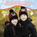 3 Set Unicorn Kids Toddlers Winter Knit Hat Scarf Gloves Set for Boys Girls Age 4-7 Pompom Hat Mittens Scarves (Black and Red)