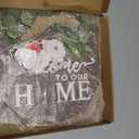 Interchangeable Seasonal Welcome Sign Front Door Decoration, Rustic Round Wood Wreaths Wall Hanging Outdoor, Farmhouse, Porch, for Spring Summer Fall All Seasons Holiday Halloween Christmas.