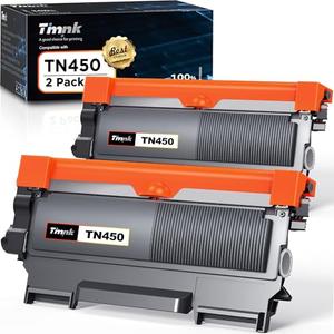 Timink Compatible TN450 Toner Cartridge High Yield Replacement for Brother TN420 TN-450 Compatible with HL-2280DW HL-2270DW HL-2230 MFC-7360N MFC-7860DW DCP-7065DN Intellifax 2840 2940 (2 Black)