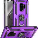 Androgate for Samsung Galaxy S9 Case with HD Screen Protectors, Military-Grade Metal Ring Holder Kickstand 15ft Drop Tested Shockproof Cover Case for Samsung Galaxy S9 (2018), Purple