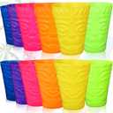 Domensi 12 Pack Tiki Plastic Cups Bulk 10oz Hawaiian Cups Hard Plastic Material Tiki Statue Drinking Cup for Summer Luau Party Drinkware Supplies