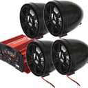 4 Channels UTV ATV Anti-Theft Bluetooth Amplifier Sound System Hand-Free Speakers FM USB Audio System Stereo Remote Control Anti-Theft Police Guard-Alarm 4X 3 Inch Speakers