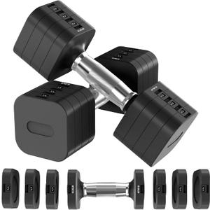 22LBS Adjustable Dumbbells Set, Adjustable Weight Dumbbells with 4 Levels 4.4lb, 6.6lb, 8.8lb, 11lb, Hand Weights Sets for Women/Men Home Gym Full Body Workout (Black)