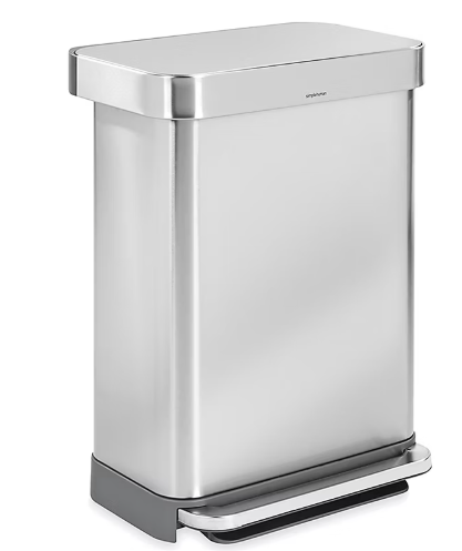 2pcs SIMPLEHUMAN® Step-On Stainless Steel Trash Can - Jumbo, 14 Gallon