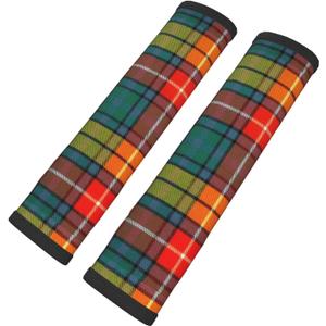 Buchanan Ancient Light Weight Tartan 2 pcs car seat Belt Covers, Shoulder Belt Covers, Adult and Child Safety Shoulder Pads