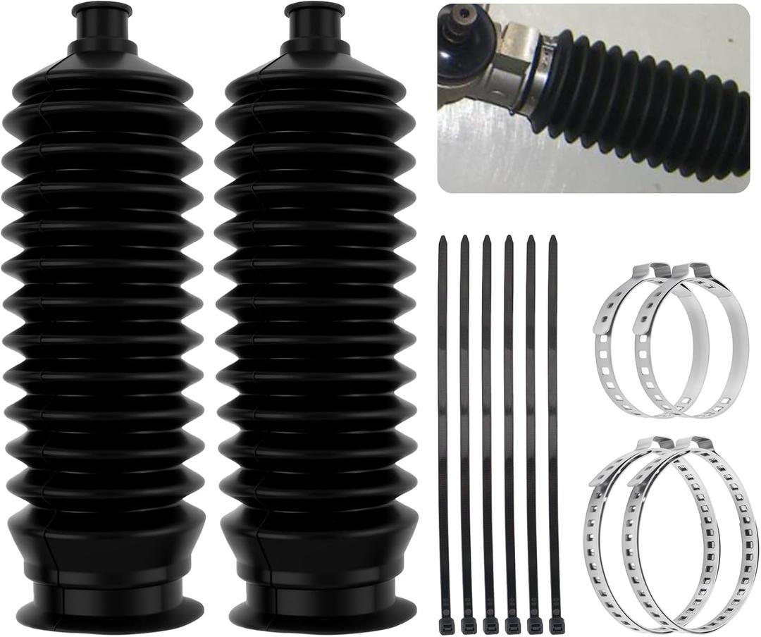 2PCS Inner Tie Rod Boot Kit with Zip Ties & Clamps,Thickened Silicone Rack and Pinion Boot for Steering Components,Durable Anti-Dust Steering Rack Boots Car Accessories