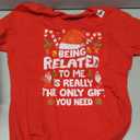Being Related to Me Funny Christmas Family Xmas Pajamas T-Shirt M