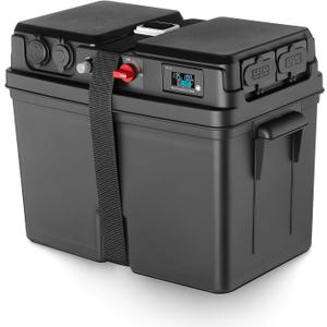 Trolling Motor Power Center Station Battery Box Fits Group 24/27/31 Size Batteries for Boats, Marine, RV, Outdoor, Multi-Function 12V/24V Marine Case w/ 50 AMP Connectors(Battery not Include)