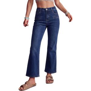 Astylish Jeans for Women Trendy Wide Leg High Waisted Ankle Bootcut Jeans Stretchy Straight Leg Flare Denim Pants (12, Bluing)