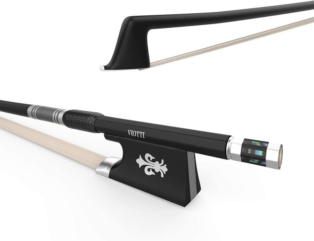 Viotti Carbon Fiber Violin Bow, Hand Crafted by Professional Violin & Bow Makers, Strong, Stiff & Well Balanced, Made with Mongolian Horse Hair, For Violinists & Fiddlers of All Skill Levels (Fleur de lis)