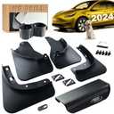 2024 Upgrade Silicone Accessories Mud Flaps [OEM-Designed] [No Drilling Required] [Include Install Tools] All-Weather Mud Splash Guards Compatible for Tesla Model Y 2024-2019,Black(11pcs)