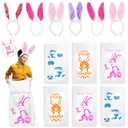 6 Potato Sack Race Jumping Bags with Bunny Ears Headbands，Easter Sack Race for Adults Easter Eggs Hunt Party Supplies Outdoor Family Games