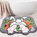 Hexagram Easter Bathroom Rugs, Bunny Easter Rugs for Bathroom, Farmhouse Bath Mats Decorations for The Home, Holiday Cute Non Slip Decor 16x24 Inches