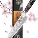 Japanese Chef Knife, 67-Layer Damascus Steel 8 Inch Kitchen Knife with AUS-10 Core, Professional Hand Forged Gyuto Knife with Gift Box, Ergonomic Handle, Ideal Valentine's Day Gifts for Men Women