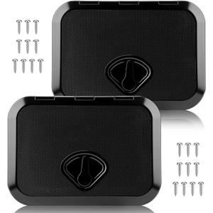 2 Pcs Marine Deck Access Hatch Rectangle Boat Deck Hatch & Lid with 20 Screws Non Slip Surface for Marine Yacht RV Truck Vent Accessories (14.76''x10.63'', Black)