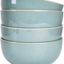 Bosmarlin Ceramic Soup Bowl Set of 4, 24 Oz, Cereal Bowl for Oatmeal, Dishwasher and Microwave Safe (5.75 Inches, Sage Green)