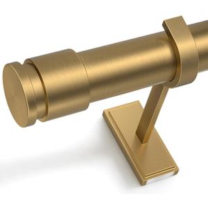 1 ¼” Heavy Duty Adjustable Curtain Rod, 14-20ft, Brushed Gold | Large Diameter Luxury Drapery Pole, Fits 168-240in Windows, Full Set Includes 24 Curtain Rings